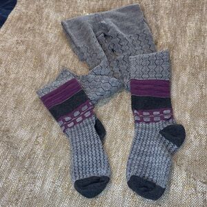 Women's Gray & Purple Patterned tights - Cozy Knit
